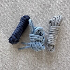 Set of 3 Rope Laces Dark Blue, Light Blue, Grey Replacement Laces